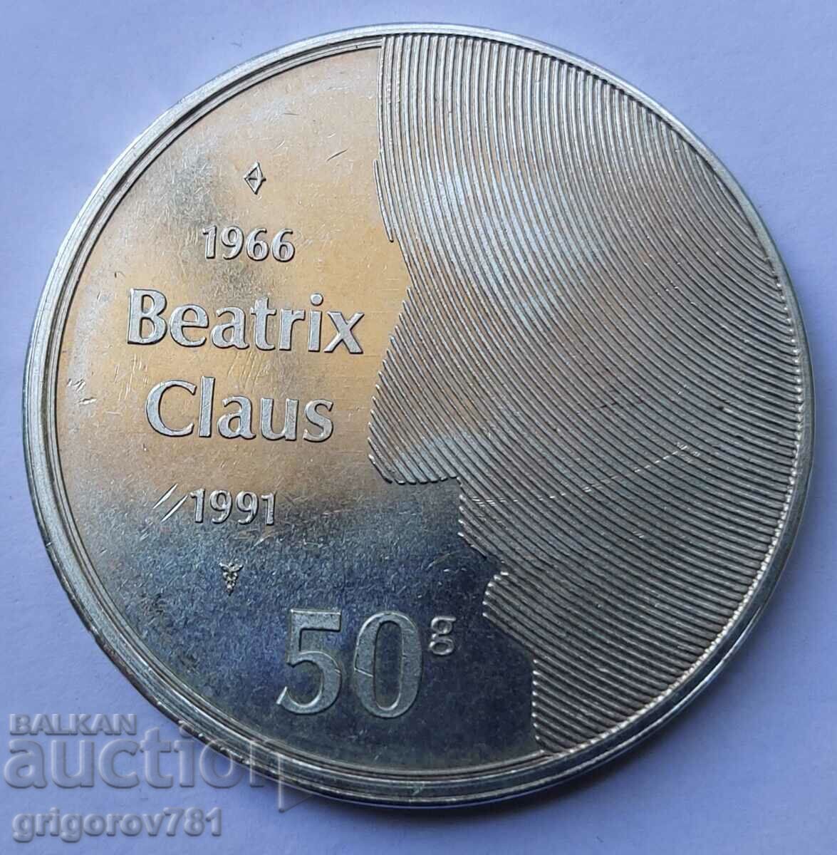 50 гулдена сребро Нидерландия 1991- сребърна монета #10