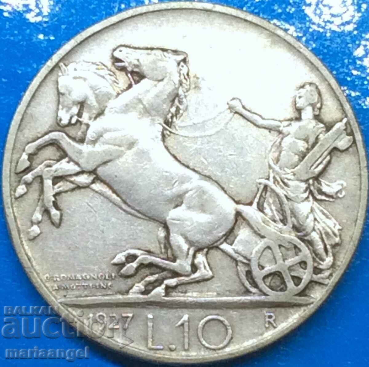 10 лири 1927 Италия сребро
