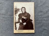 Παλιό φωτογραφικό χαρτόνι Ιβ. A. Karastoyanov 1900 πορτρέτο γυναίκας