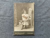 Стара снимка картон Ив. А. Карастоянов 1900 портрет момиче