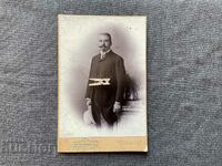 Стара снимка картон Ив. А. Карастоянов 1900 портрет мъж