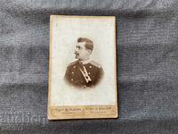 Old photo cardboard A. Andreev Plovdiv Officer Chief Col