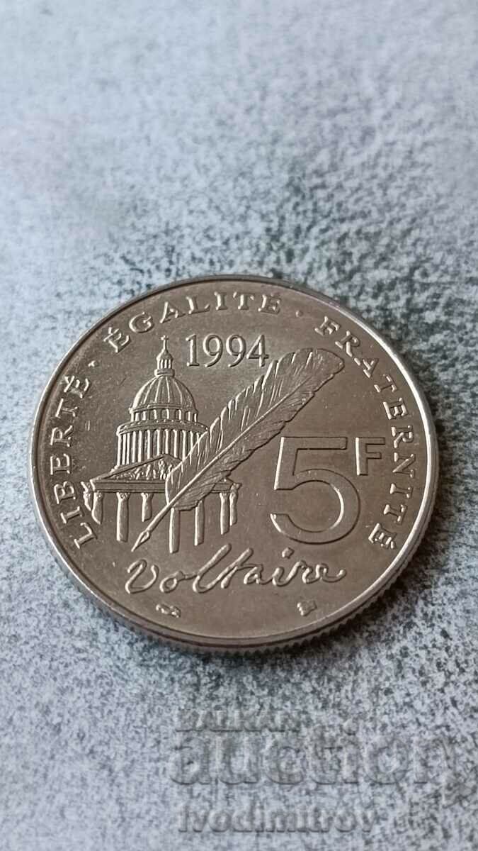 Франция 5 франка 1994 300 години от рождението на Волтер