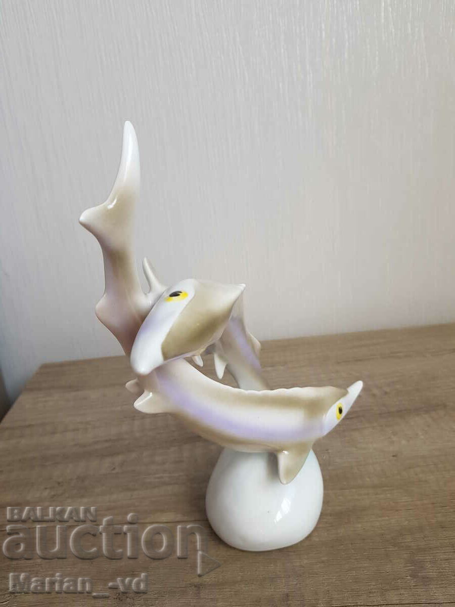 Auction Old porcelain Hollohaza fish figure Auction Old porcelain Hollohaza fish figure