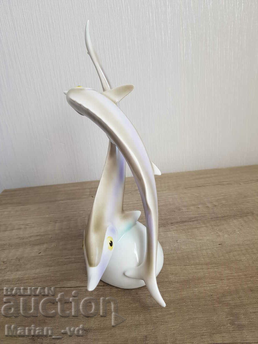 Old porcelain Hollohaza fish figure - 5 Old porcelain Hollohaza fish figure - 5