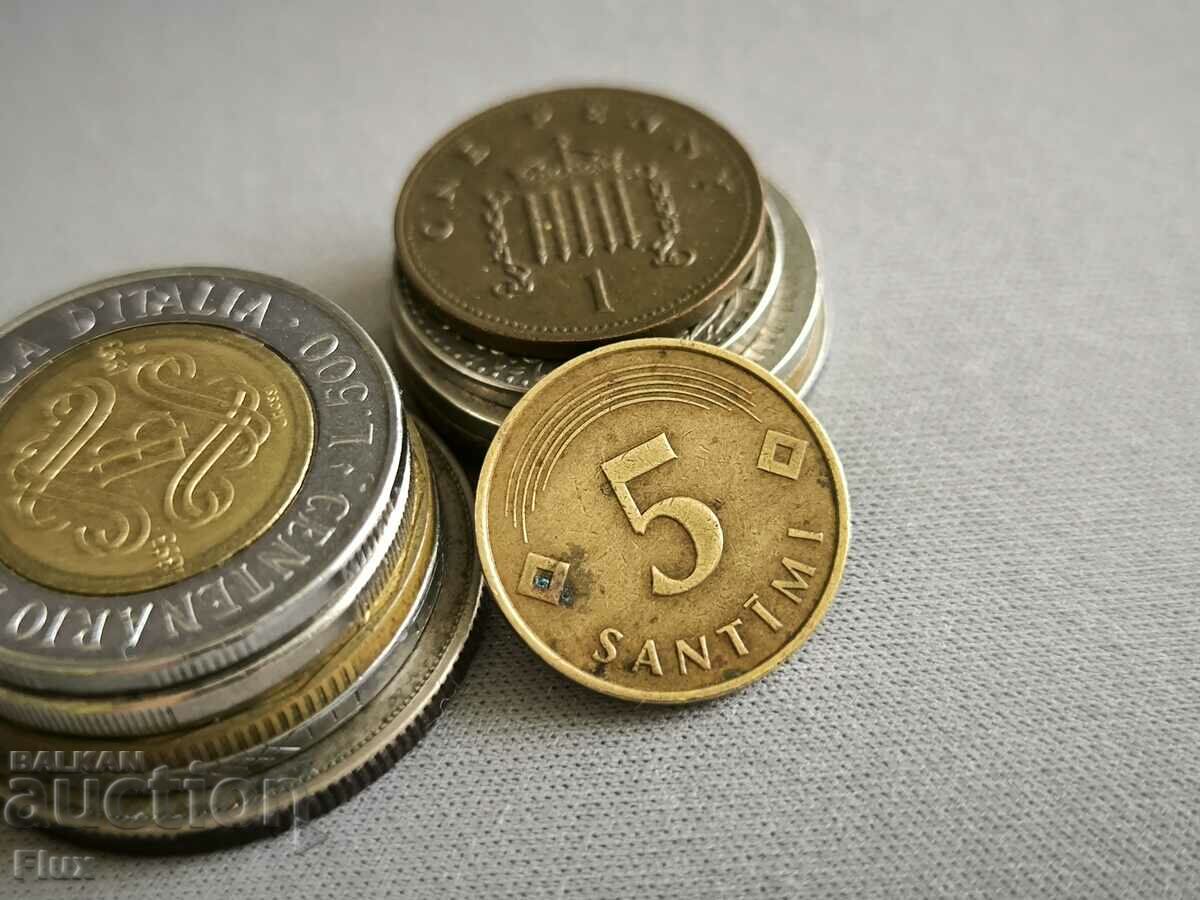 Монета - Латвия - 5 сантима | 1992г.