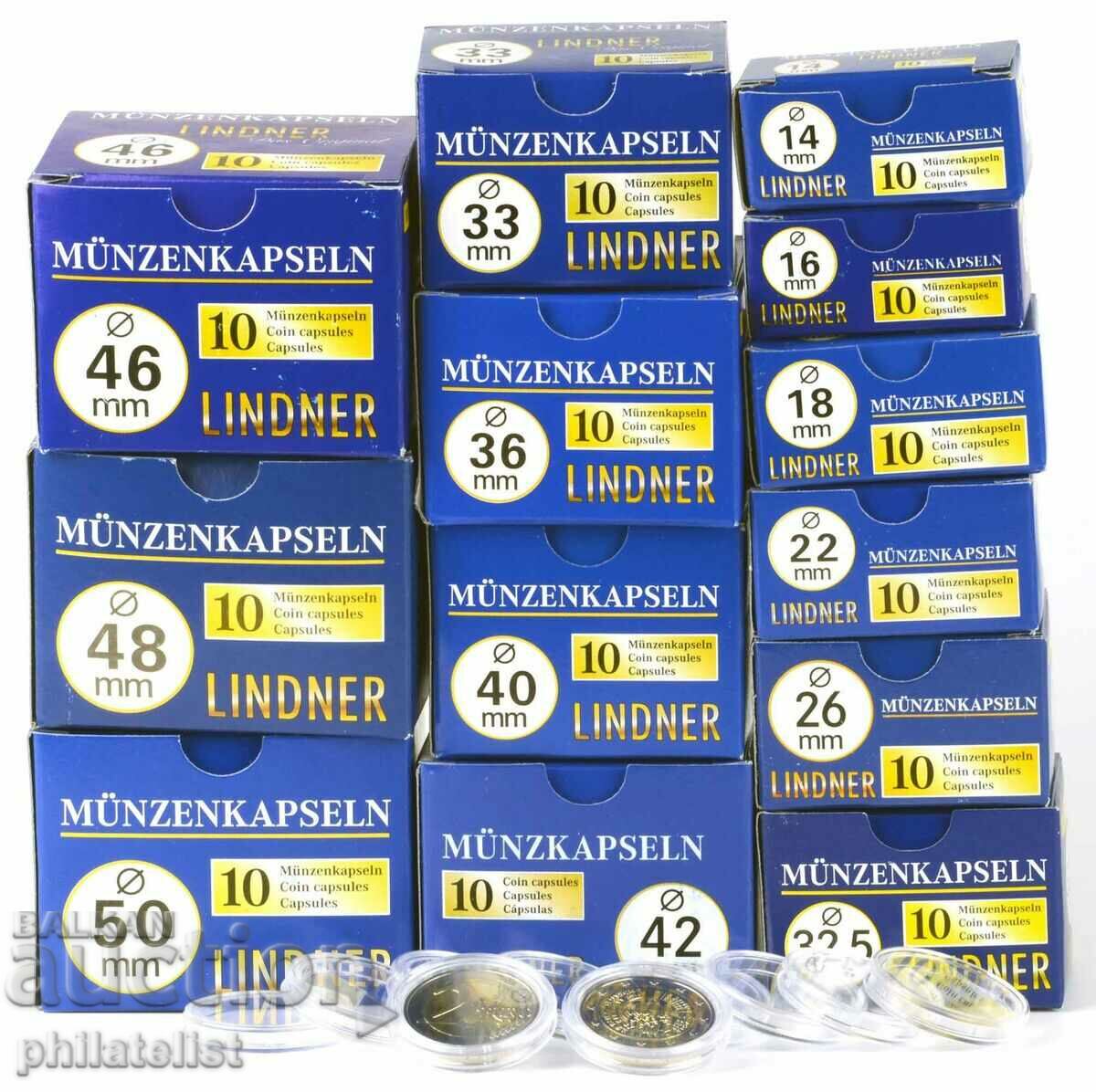 Capsule Lindner pentru monede - pachet de 10 bucati - 14 mm