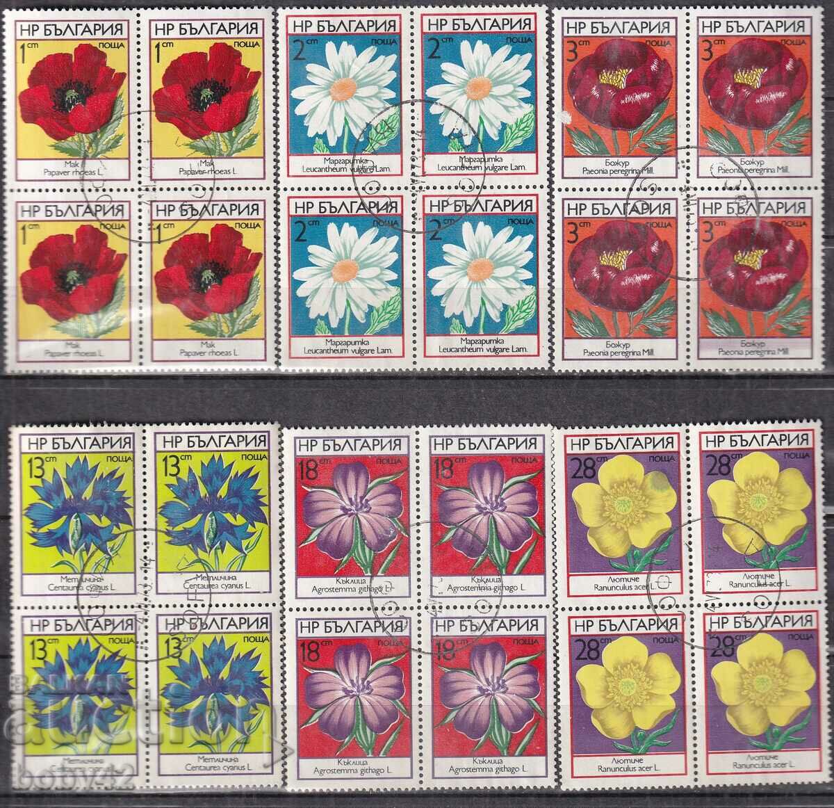 BK ,2303-2308 Πολωνικά λουλούδια μηχανή-στάμπα-τετράγωνο