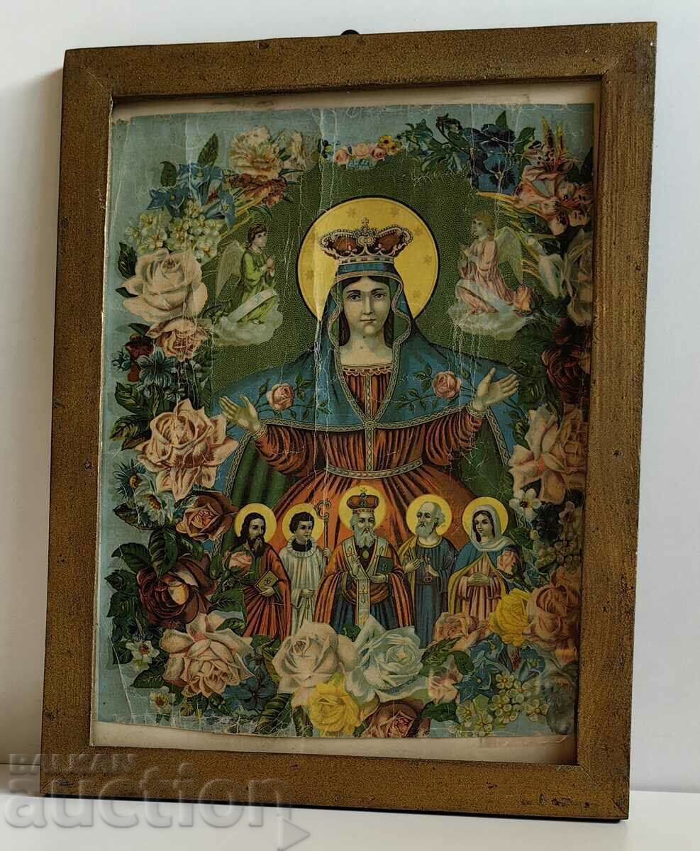 19TH CENTURY LARGE RELIGIOUS CHURCH LITHOGRAPH THE VIRGIN