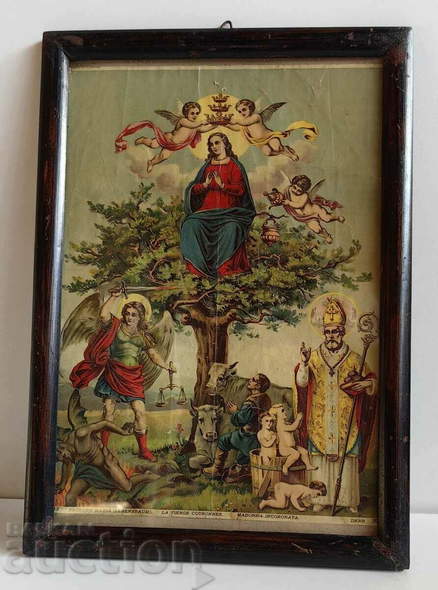 19TH CENTURY VIRGIN OF ANGELS RELIGIOUS CHURCH LITHOGRAPHY