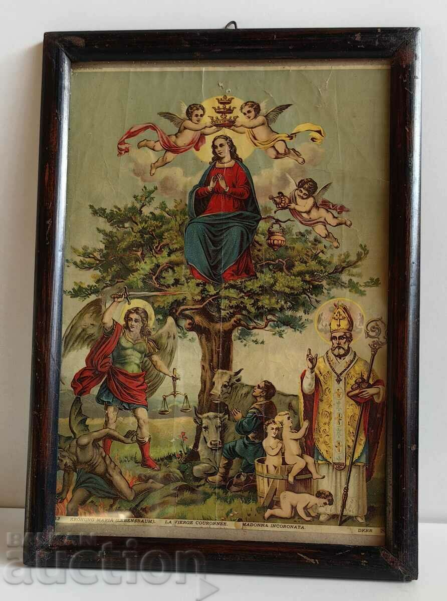 LITOGRAFIA BISERICA RELIGIOASĂ FECIOARĂ A INGERILOR SECOLUL XIX