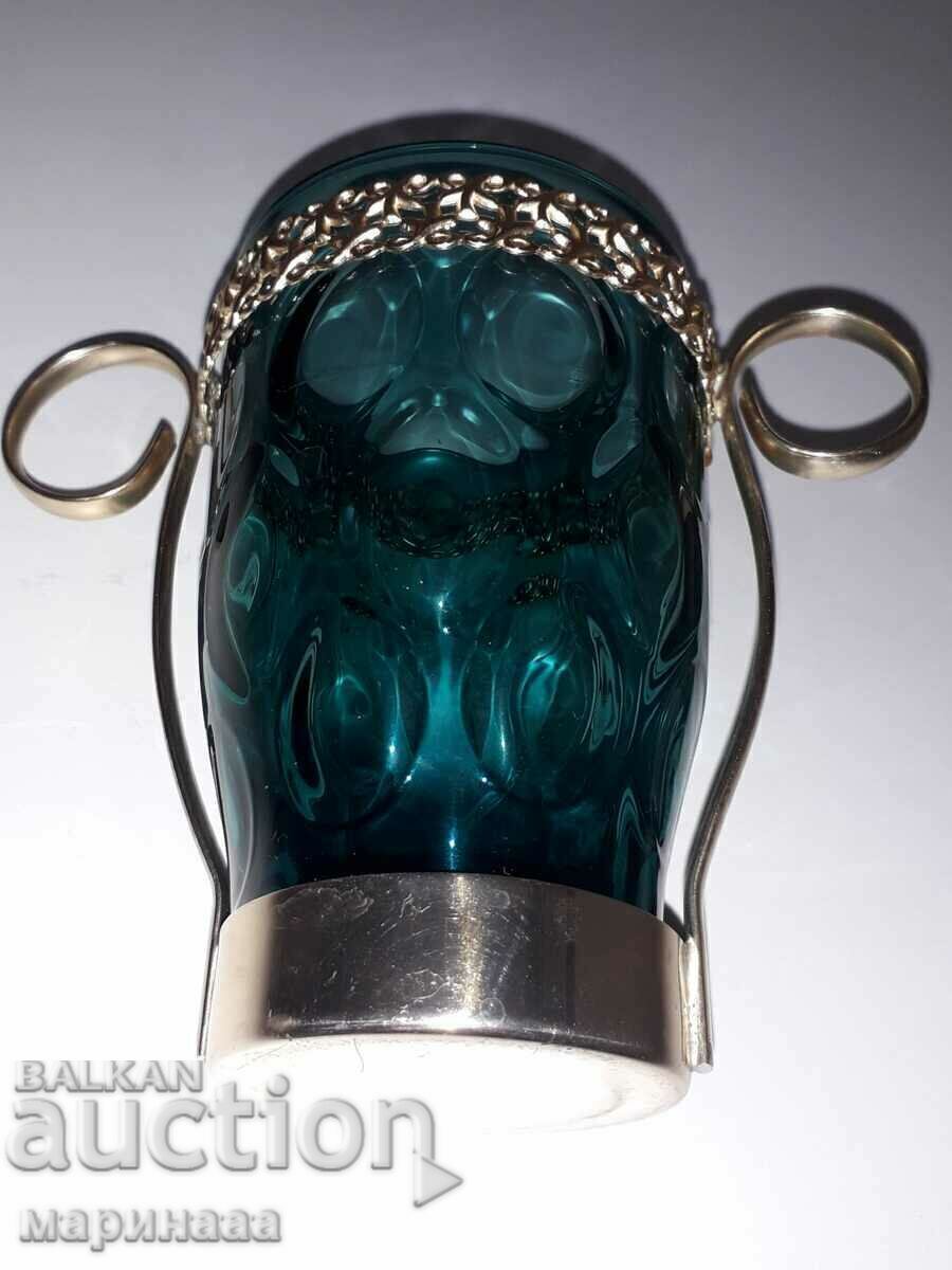 CANDLESTICK. GLASS, BRASS - 5 CANDLESTICK. GLASS, BRASS - 5