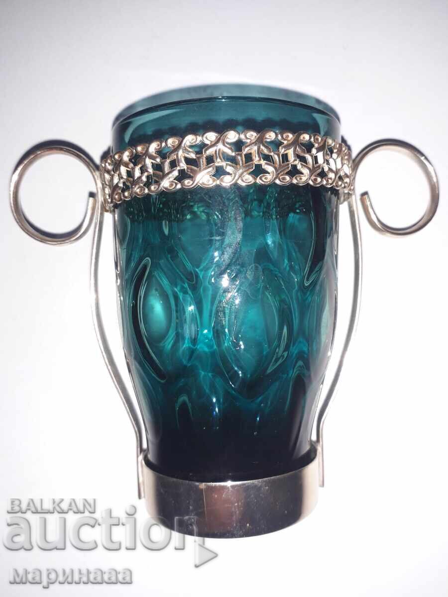 CANDLESTICK. GLASS, BRASS - 6 CANDLESTICK. GLASS, BRASS - 6