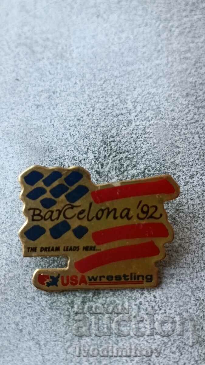 Barcelona '92 USA Wrestling Olympics Badge