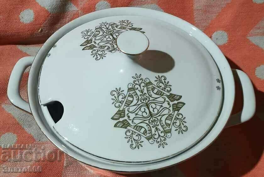 Old porcelain soup bowl