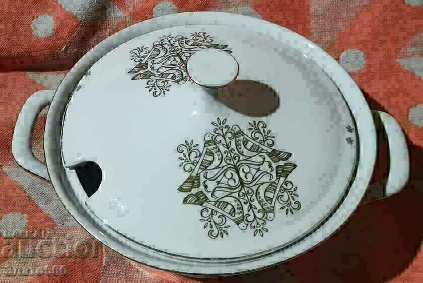 Old porcelain soup bowl