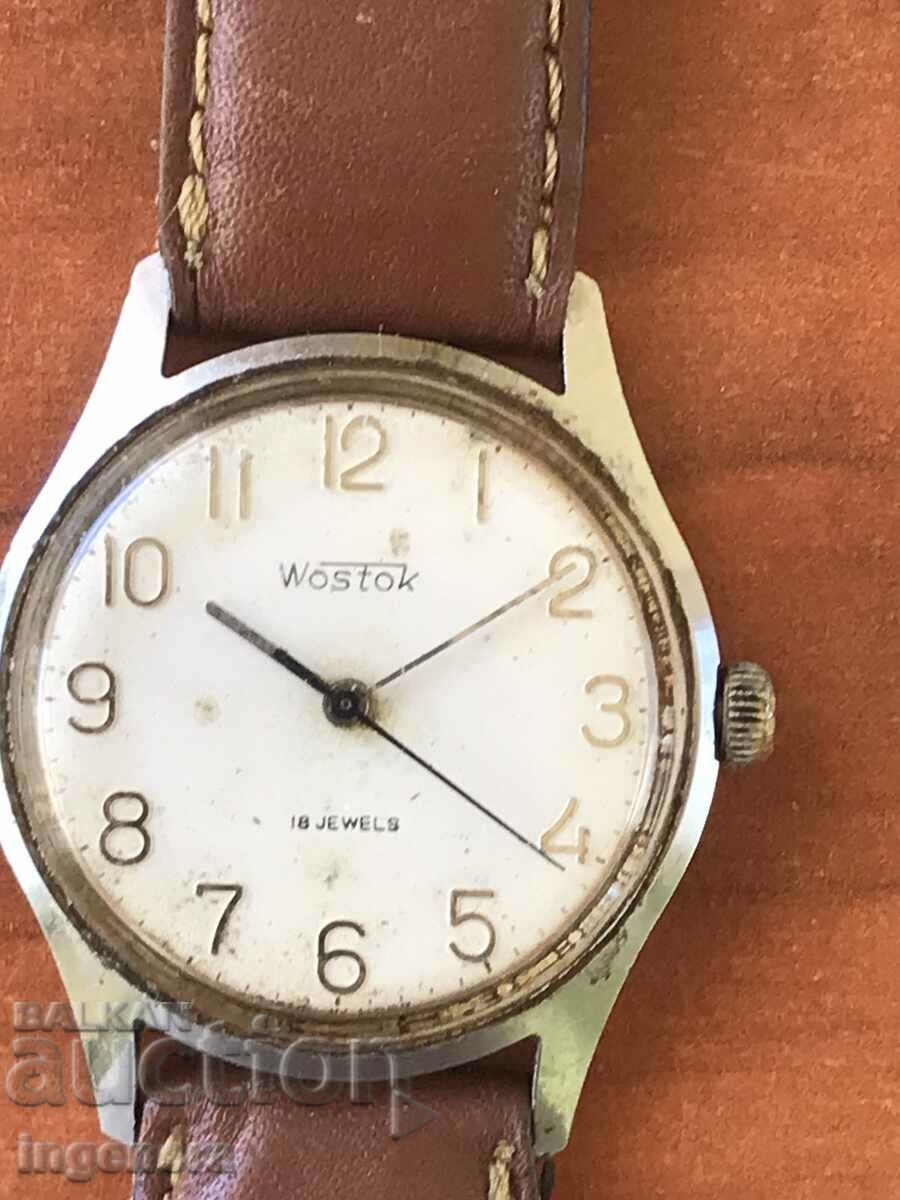 WATCH "WOSTOK" EAST LEATHER CHAIN 18 STONES - 5 WATCH "WOSTOK" EAST LEATHER CHAIN 18 STONES - 5