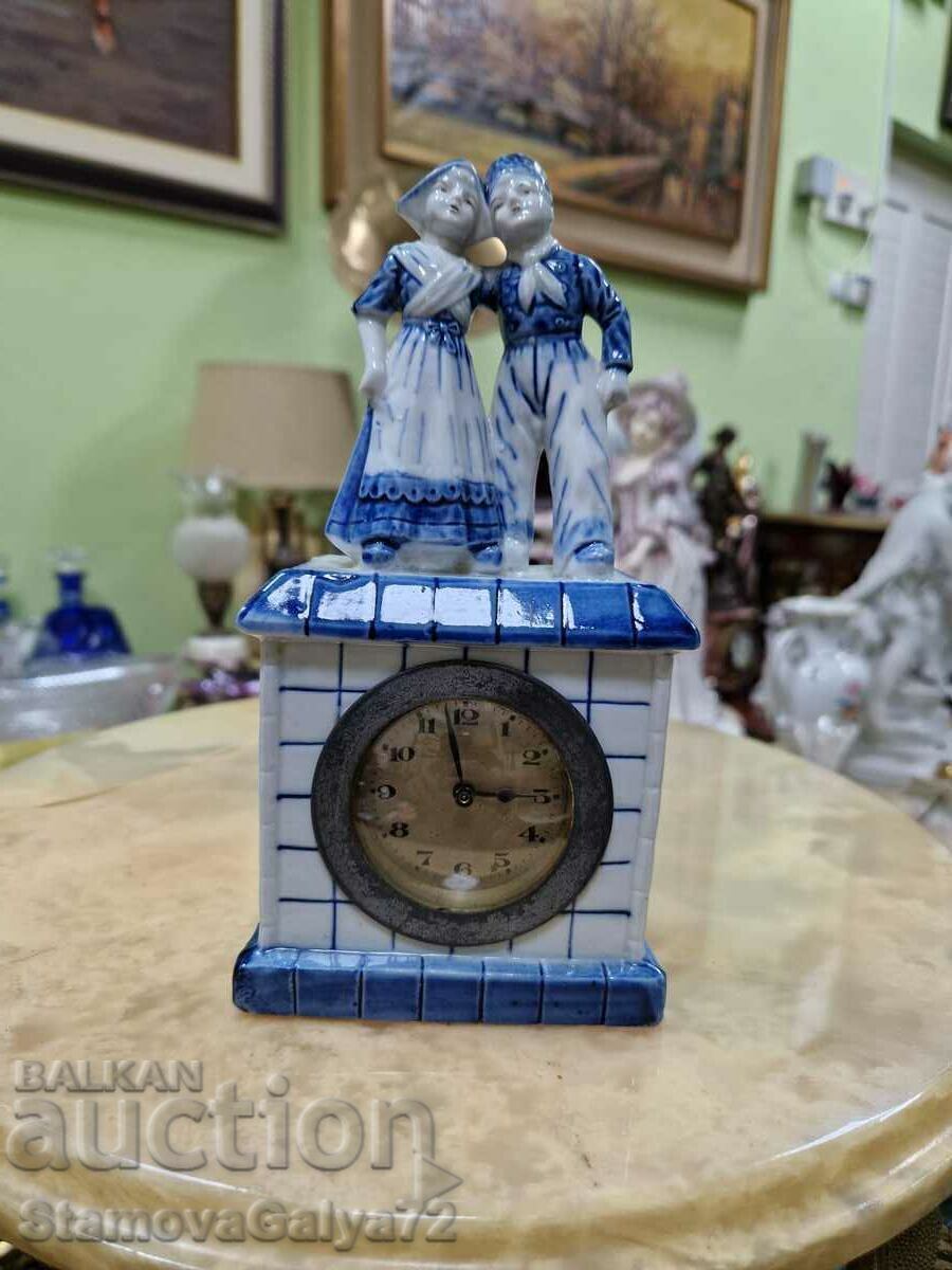 Collectible Dutch porcelain table mechanical clock with price 77.00 BGN | € 39.37
