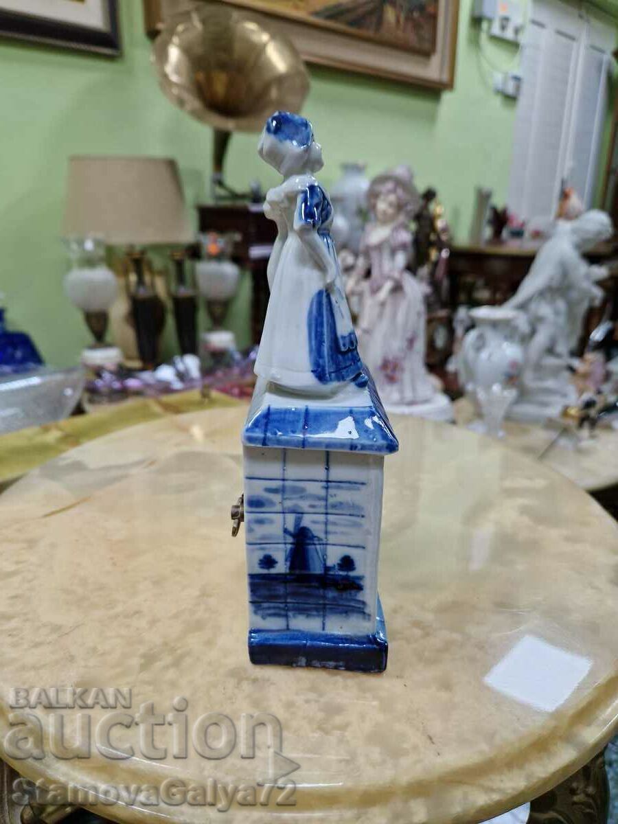 Collectible Dutch porcelain table mechanical clock - 6