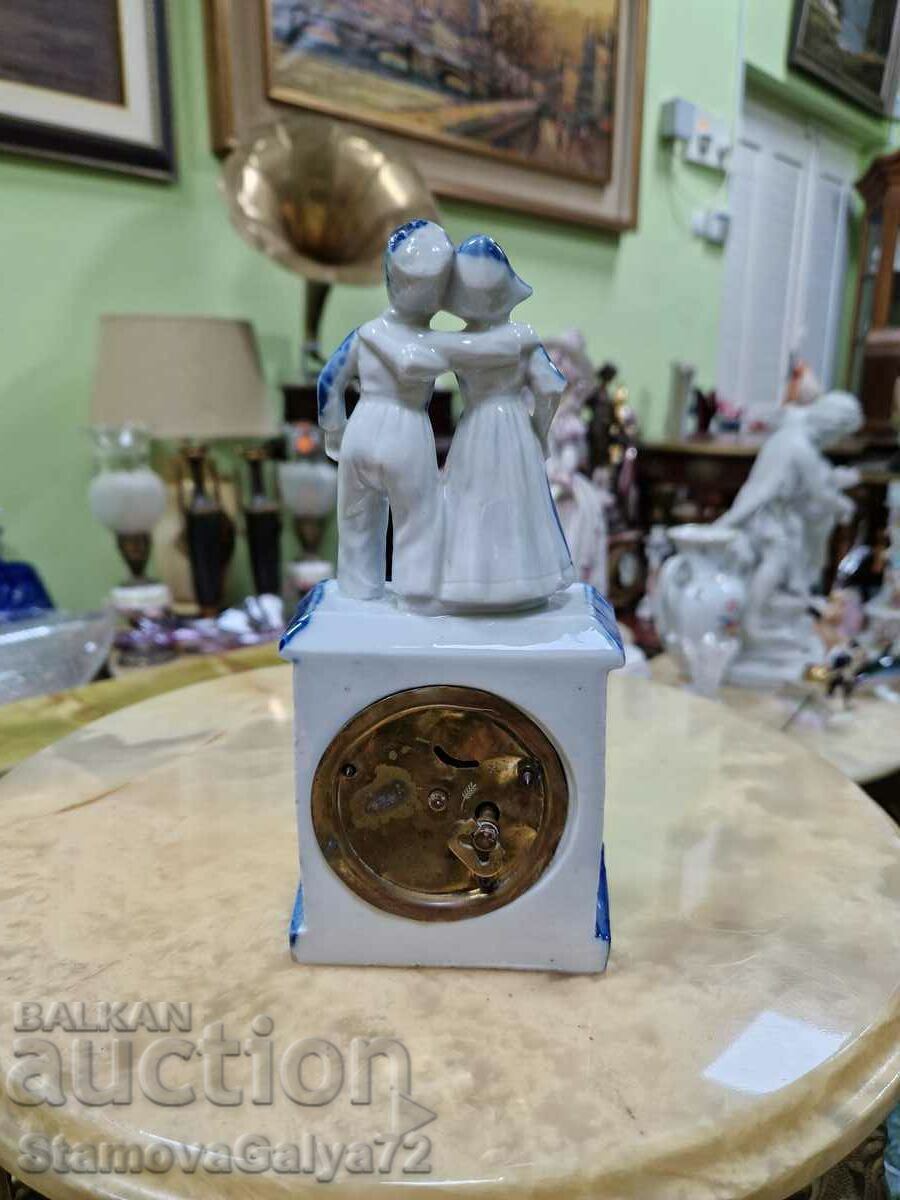 Collectible Dutch porcelain table mechanical clock - 7