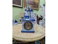 Collectible Dutch porcelain table mechanical clock