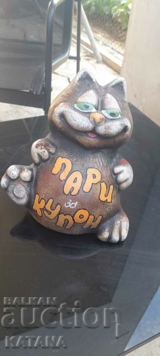 Piggy bank cat ceramic "party money"