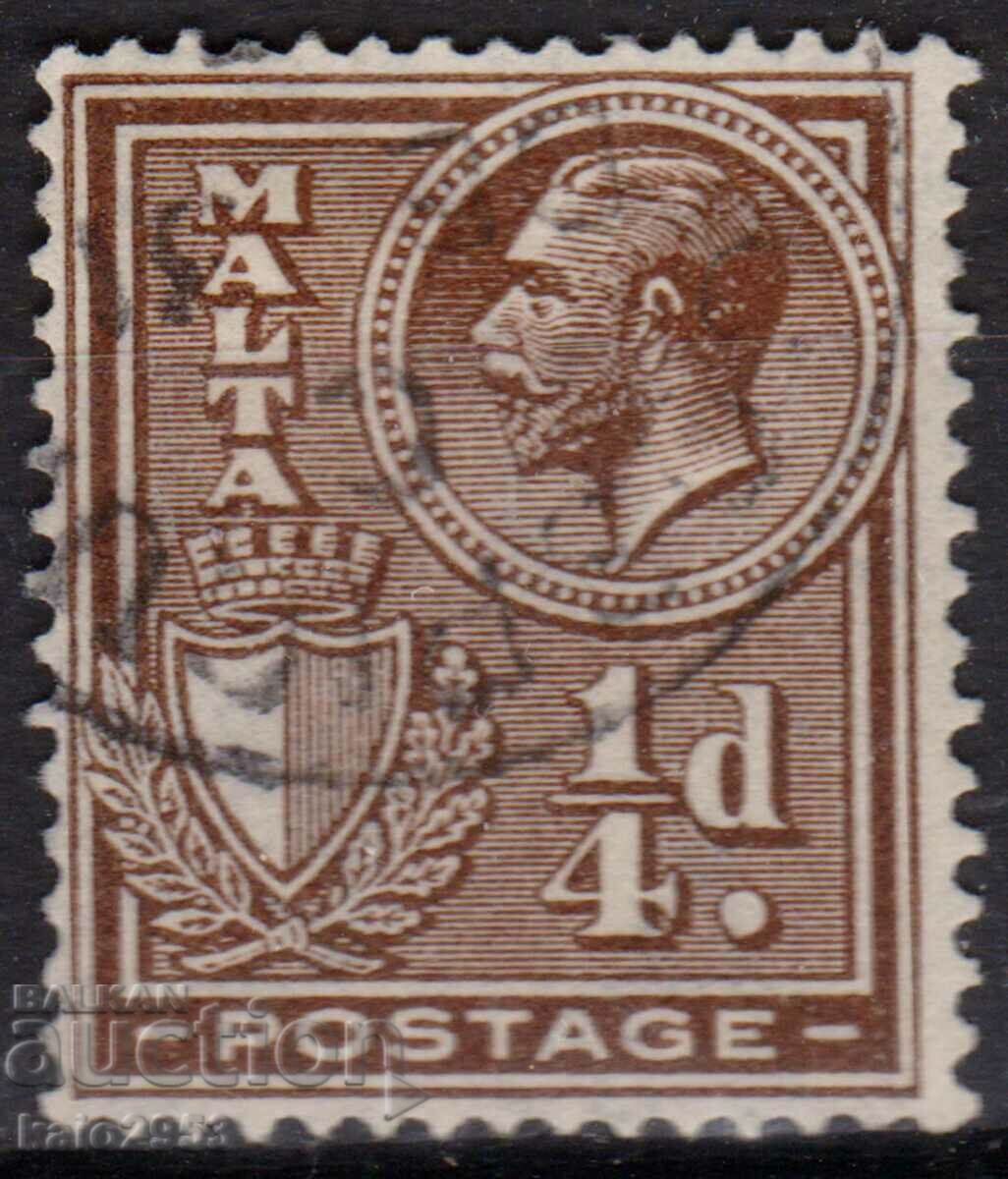 GB/Malta-1926-Regular-KE V+stamă-inscripție „Poștă”, ștampilă