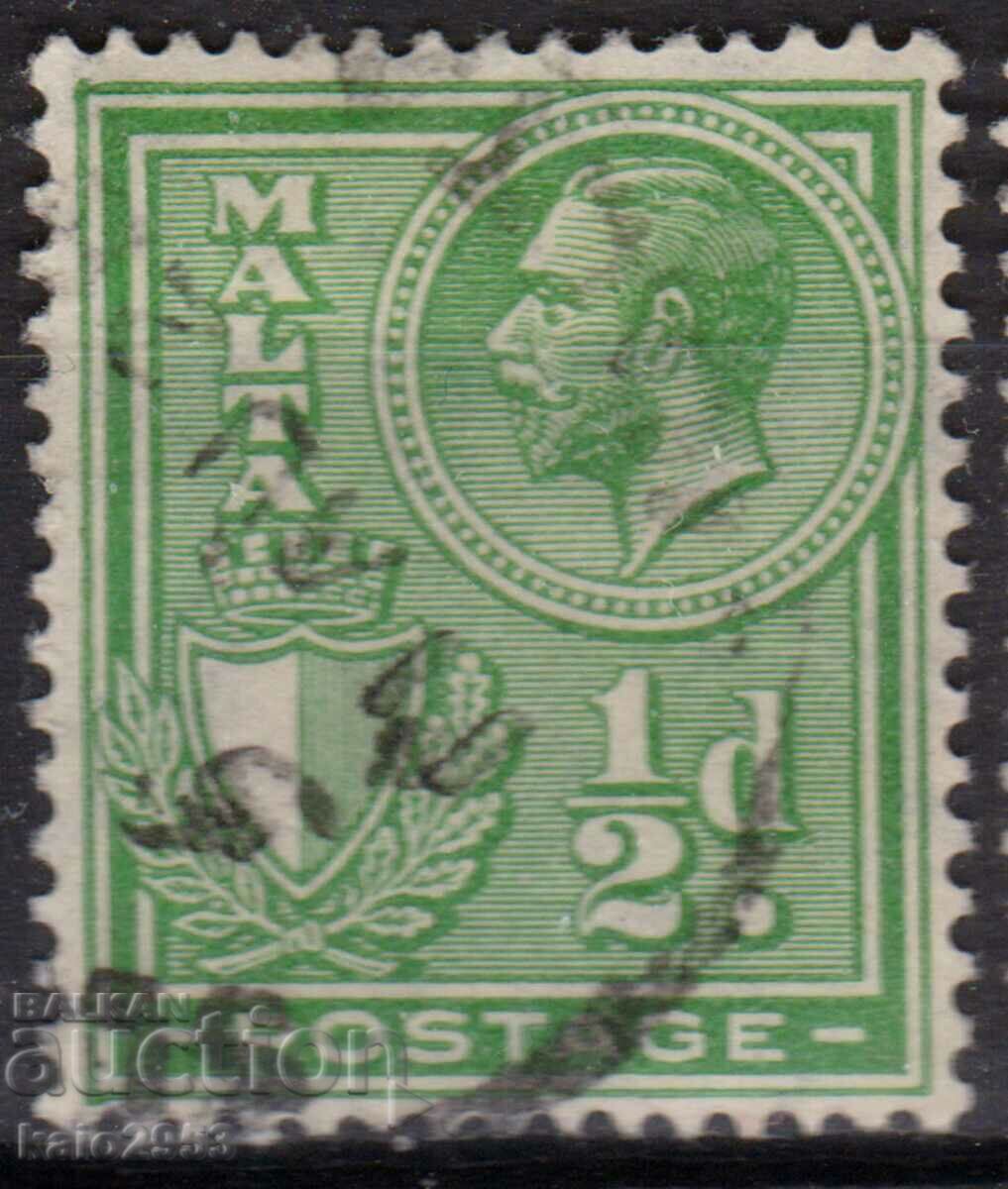 GB/Malta-1926-Regular-KE V+οικόσημο-επιγραφή "Ταχυδρομείο", γραμματόσημο