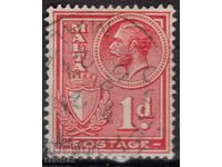 GB/Malta-1926-Редовна-KE V+герба-надпис"Postage",клеймо