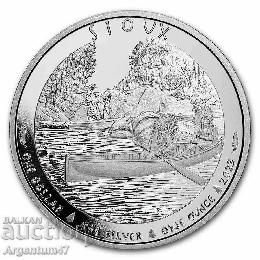 СРЕБРО 1 OZ 2023 АМЕРИКА - ИНДИАНСКИ ВОЖД СИУКС