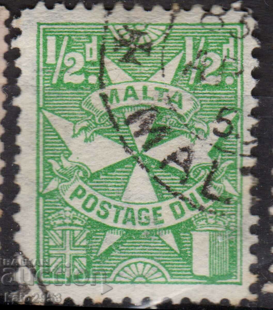 GB/Malta-1947-For additional payment-Maltese cross, stamp