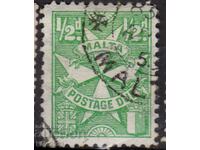GB/Malta-1947-Pentru plată suplimentară-Cruce malteză, ștampilă