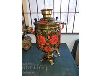 Amazing large Russian painted samovar teapot