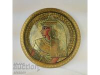 Old brass plate wall decoration with Cleopatra #5612