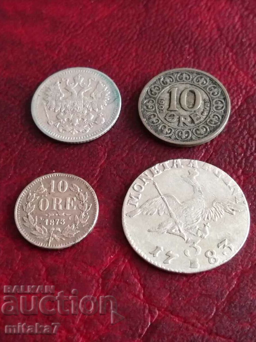 Лот от 4 броя сребърни монети