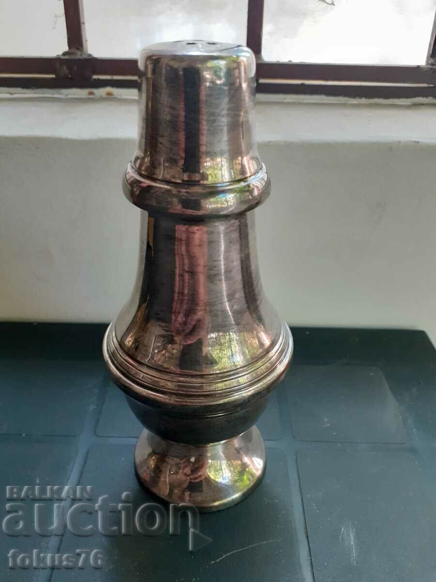 Auction  Unique old antique silver plated salt shaker
