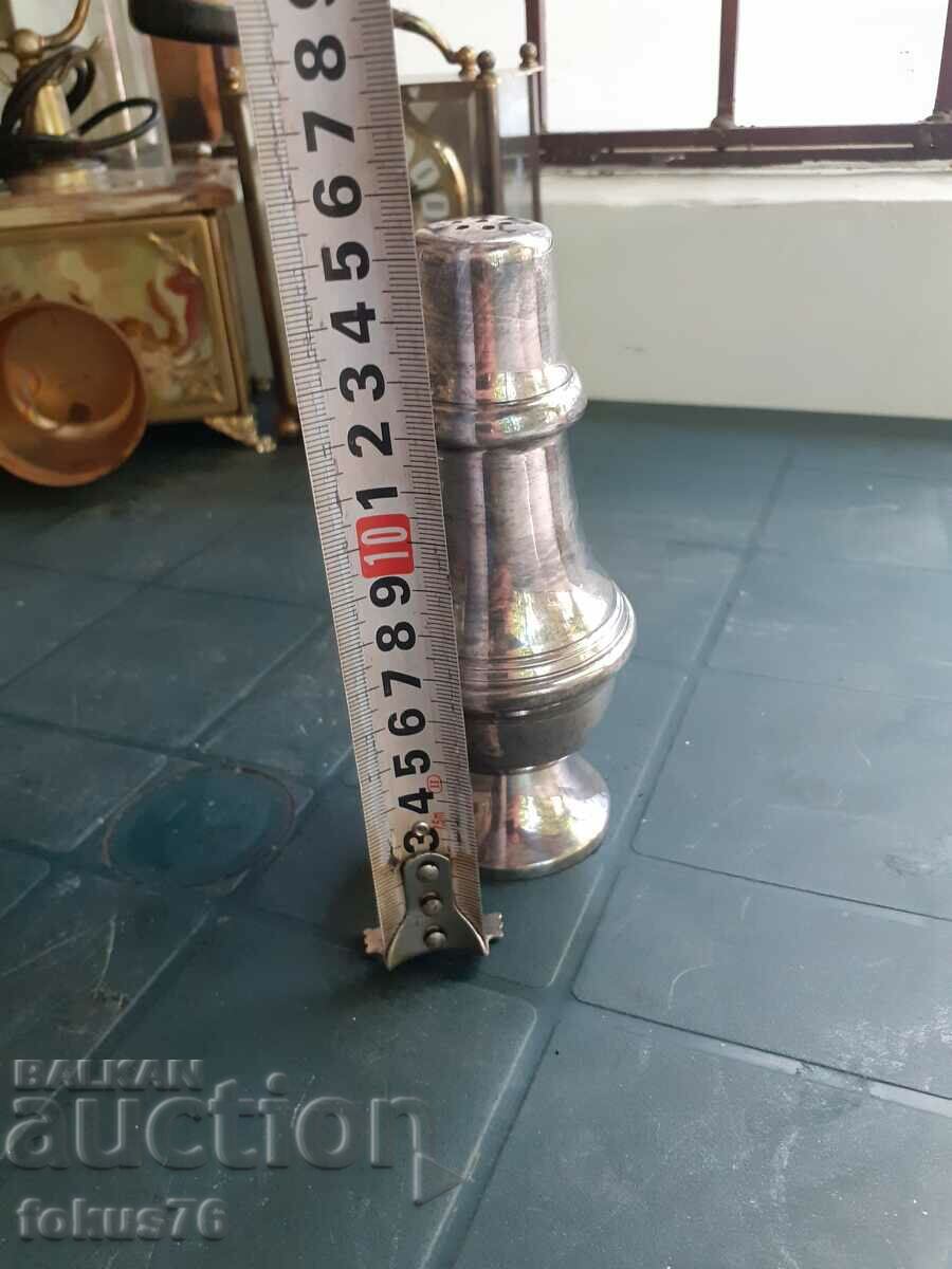 Unique old antique silver plated salt shaker - 7