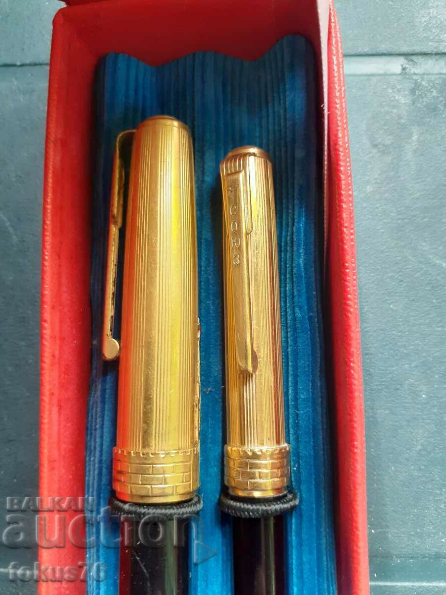 Set of Soyuz pen and pencil with ruby gold nib gilding with price 350.00 BGN | € 178.95 Set of Soyuz pen and pencil with ruby gold nib gilding with price 350.00 BGN | € 178.95
