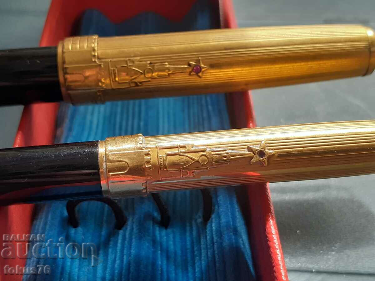 Auction Set of Soyuz pen and pencil with ruby gold nib gilding Auction Set of Soyuz pen and pencil with ruby gold nib gilding