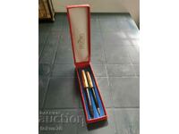 Set of Soyuz pen and pencil with ruby gold nib gilding