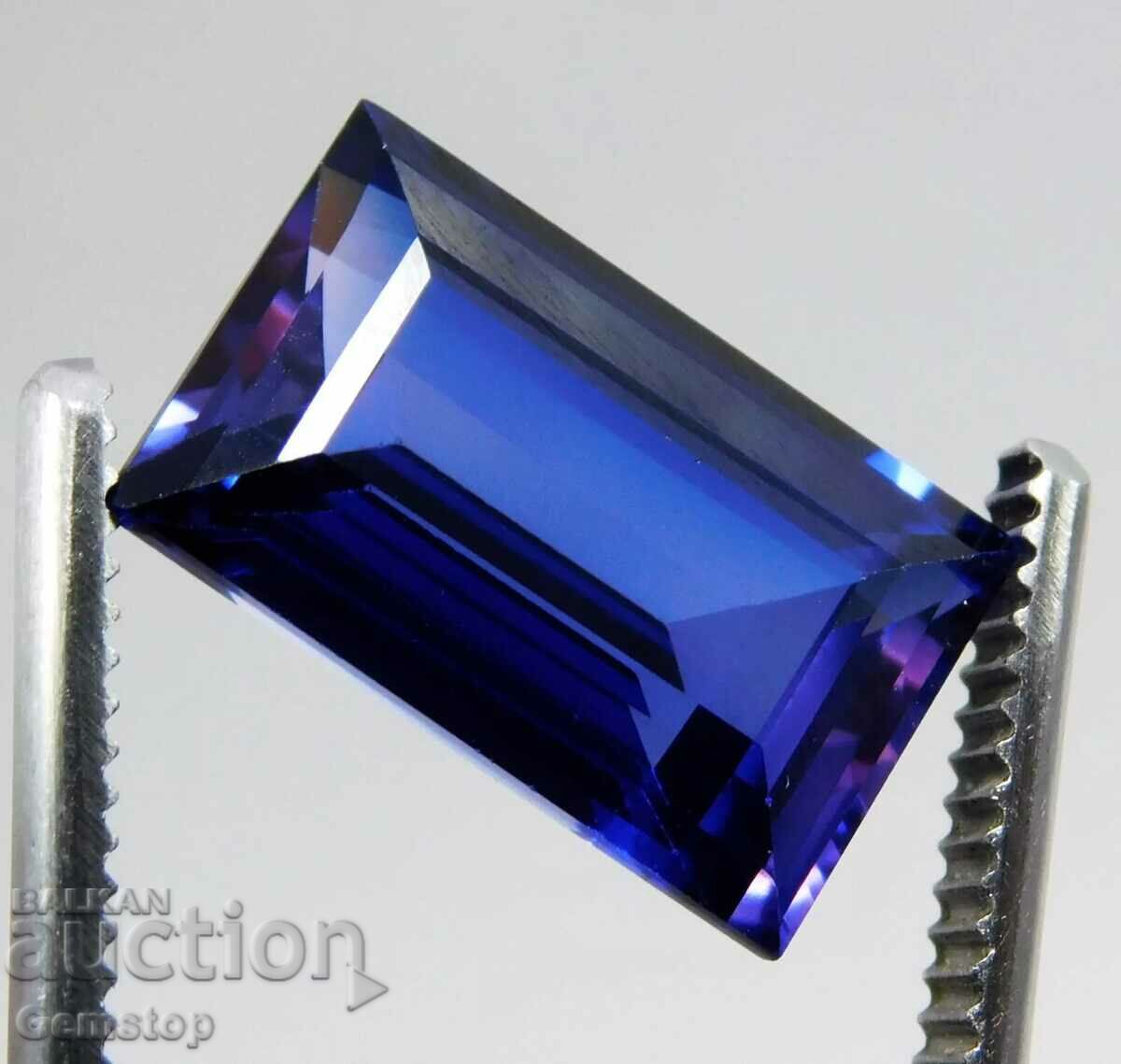 BZC! 9.10 k natural tanzanite baguette cert.GGL from 1 st!