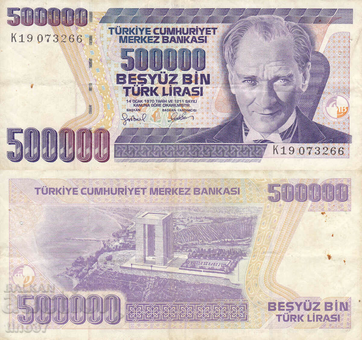tino37- TURKEY - 500000 LIRA - 1970/98