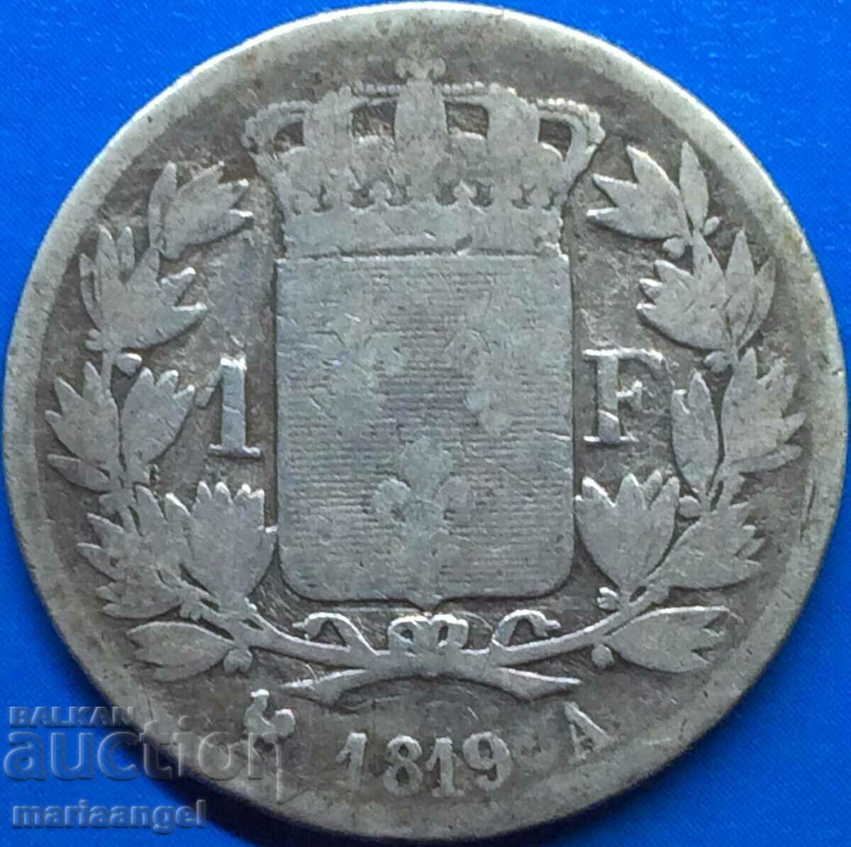 France 1 franc 1819 Louis XVIII silver - excl. rare