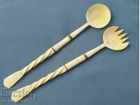 Old Ivory Salad Serving Utensils