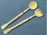 Old Ivory Salad Serving Utensils