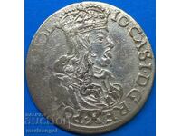 Krakow 6 Grosz 1663 Poland John II Casimir silver