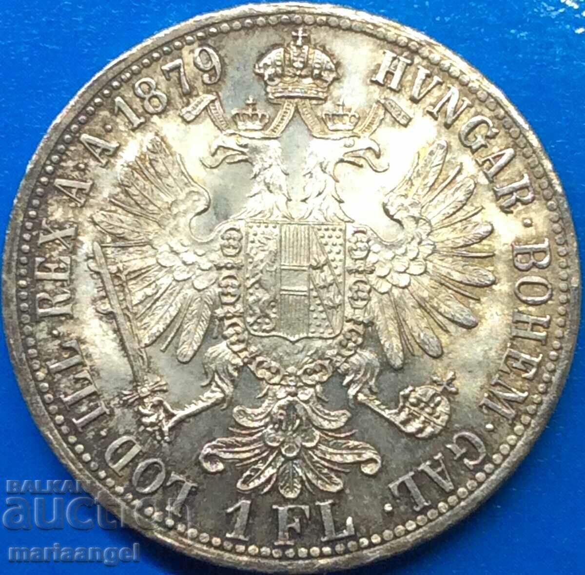 Austria 1 Florin 1879 UNC Patina Argint - Lux!