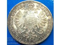 Austria 1 Florin 1879 UNC Patina Silver - Luxury!