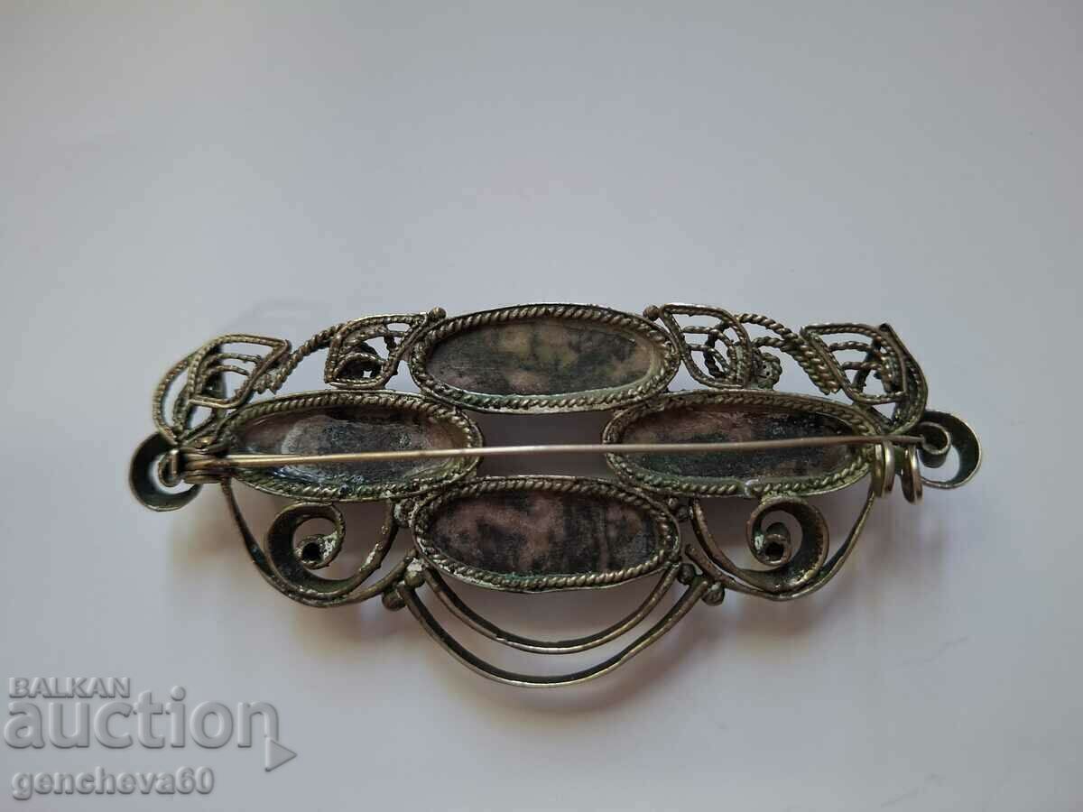 Delivery of Vintage brooch with natural stones rhodonite/USSR Delivery of Vintage brooch with natural stones rhodonite/USSR