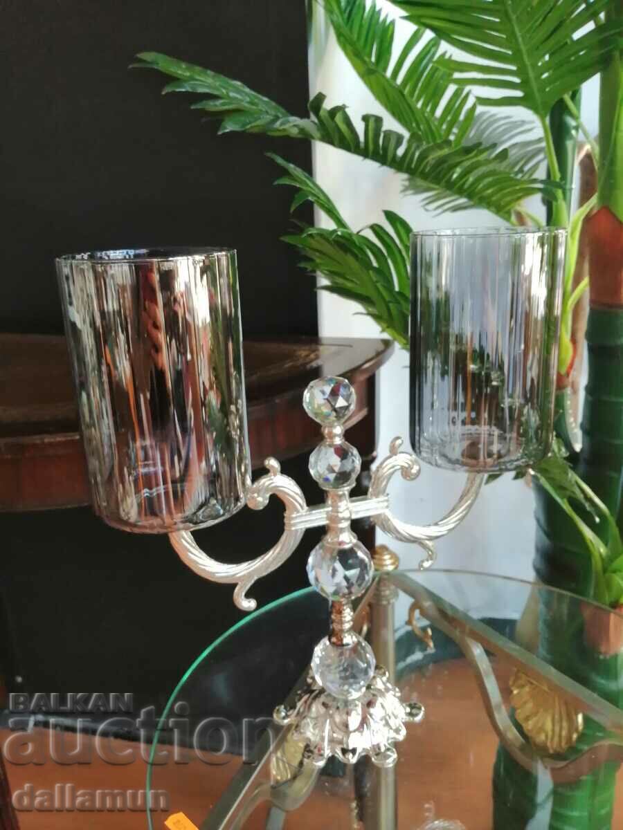 luxury metal candle holder with glass jars with price 58.00 BGN | € 29.65 luxury metal candle holder with glass jars with price 58.00 BGN | € 29.65